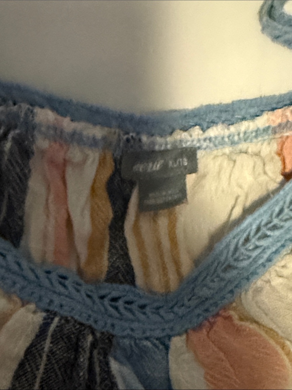 Aerie Striped Crochet Trim Tank & Shorts Set - Blue, Pink pants M shirt XL - Picture 3 of 3